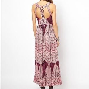 Free People- Printed Maxi Dress and Lace Up Back